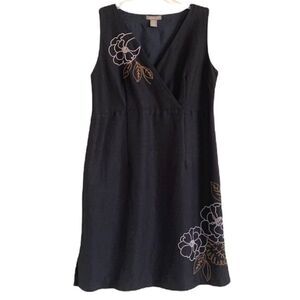 Kenar Linen/Rayon Embroidered Flowers Dress Sz 16